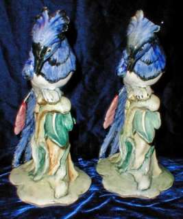 PAIR LARGE RARE STANGL MAGPIE MAGPYE BIRDS FIGURINES BLUE  
