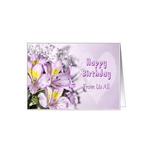  Birthday card with alstromeria lily flowers from all in a 
