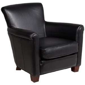  Delany Split and Top Grain Black Leather Chair: Home 