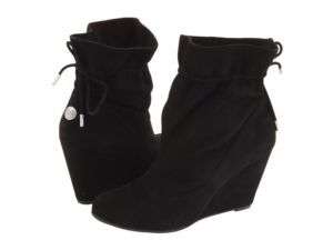 BCBG Wessy Ankle Boots Black Wedge Heel Suede sz. 6 new  