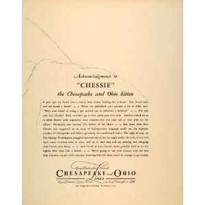  1934 Ad Chesapeake Ohio Lines Railway Chessie Kitten 