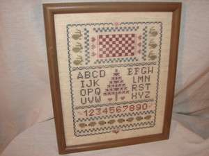 Hand Crafted Needlepoint Sampler ABC Picture ~ Wood Frame Sampler 