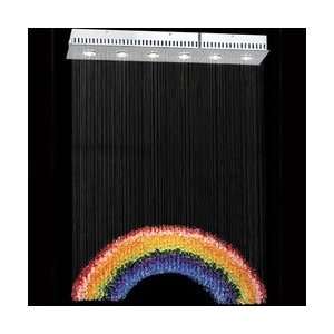   Six Light Pendant in Chrome Crystal Options Swarovski Strass Rainbow
