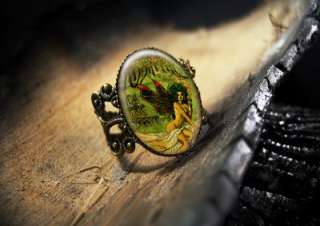Absinthe Green Fairy Alcohol Glass Bronze Ring 268 AR  