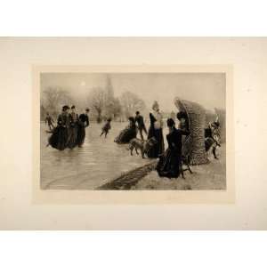   Ice Skating Lucien Doucet   Original Photogravure