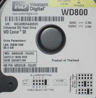 PCB Logic Board WDC WD800JB 00JJC0 156301488 8620  