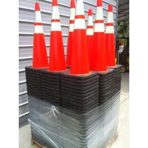  36 Orange PVC Road Cones with Reflective Bands, 4 Pack 
