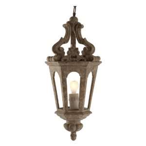  Edna French Country Aged Wood Gold Pendant Lamp