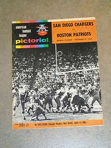 BOSTON PATRIOTS at San DIego CHARGERS AFL Program   1966  