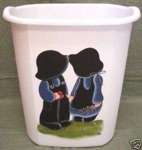 HAND PAINTED AMISH WASTE PAPER BASKET/NEW ITEM BY MB  
