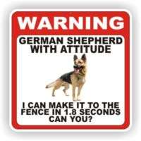 GERMAN SHEPHERD DOG WARNING SIGN FENCE 12 X 12 POLY  
