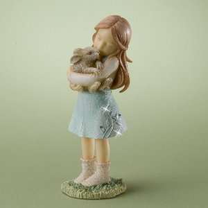  Enesco Foundations Girl Cuddling Bunny Figurine, 4.72 Inch 