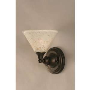  One Light Wall Sconce with Gold Ice Glass in Dark Granite 