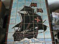 CALIFORNIA TILE TABLE SPANISH GALLEON BY AET OLD RARE  