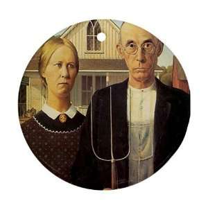 American Gothic Ornament round porcelain Christmas Great Gift Idea