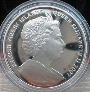 BRITISH VIRGIN ISLANDS $10 2007 Silver Proof Lion & Eagle  