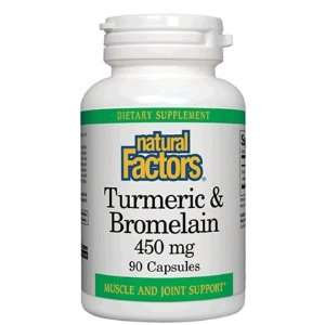  Natural Factors Turmeric & Bromelain 450mg 90 caps: Health 