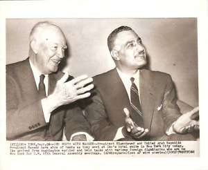 Pres.EISENHOWER & GAMAL A. NASSER Orig.Agency Phot.1960  