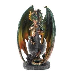  Jade Green Fire Heavy Metal Rock Guitar Dragon Statue 