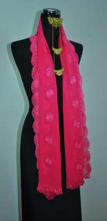 New Lace Border Silk Scarf Shawl Hijab Wrap Perky Pink  