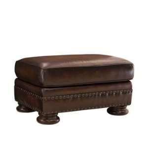  Foster Brown Leather Ottoman: Home & Kitchen