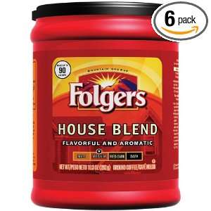 Folgers House Blend Ground Coffee, 10.3 Ounce Packages (Pack of 6 