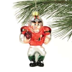  Miami Hurricanes Angry Football Player Glass Ornament 