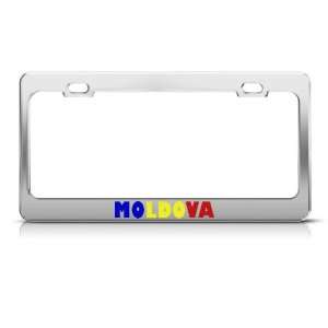  Moldova Flag Country Metal license plate frame Tag Holder 