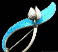   Signed Norway Sterling Silver w Turquoise Enamel Aksel Holmsen  