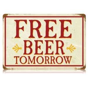  Free Beer Food and Drink Vintage Metal Sign   Victory 