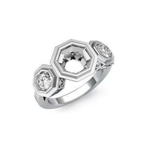 com 0.85 Ct Round Bezel Set 3 Stone Diamond Anniversary Ring Setting 