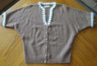 Vintage 30s 40s ANGORA TRIMMED Sweater Knit Skirt Dress Suit Top M L 