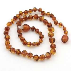 Baltic Amber Baby Teething Necklace  Honey Amber Baroque   w/ THE ART 