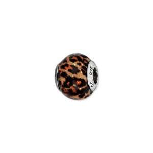 Brown Jaguar and Glitter Murano Glass Charm