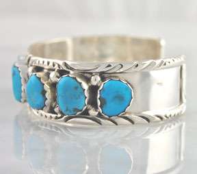 Marie Thompson Turquoise Cuff Bracelet Navajo Silver  