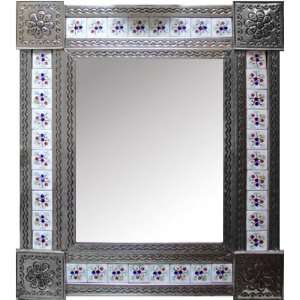  Large Wall/Mantel Mirror with Mexican Mosaic Tiles