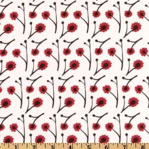  44 Wide Milly Small Flowers White/Red/Black Fabric By 