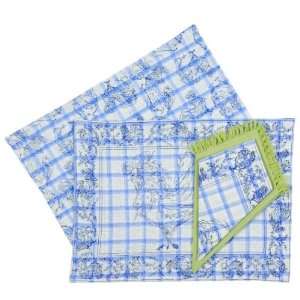  April Cornell Coq Monsieur on Check Blue Quilted Placemat 