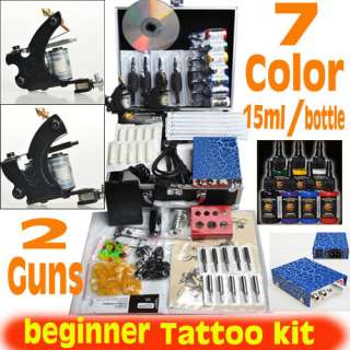 Beginner Tattoo Kit 2 Machines Power Needles Inks D106  