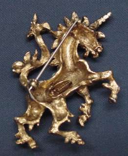 Vendome Unicorn Pin Faux Turquoise Brooch  