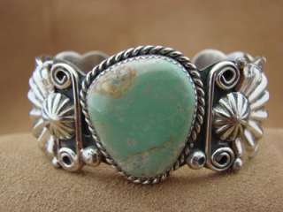   Indian Silver & Turquoise Bracelet by Albert Cleveland! AC  