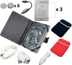   Leather Case Cover Bundle Kit Charger for  Kindle Touch  