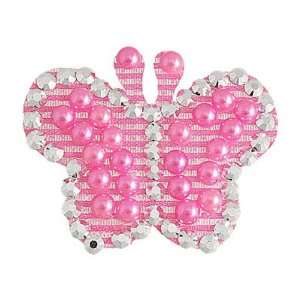  Pink Butterfly Shape Artificial Pearls Adorn Fringe Hair Stick: Beauty