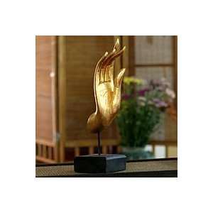  NOVICA Wood sculpture, Golden Hand