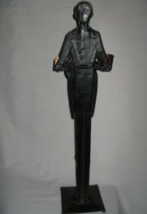   Iron Floor Model Figural Black Butler Standing Ashtray Black Americana