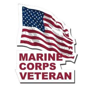  US Marine Corps Veteran with American Flag Decal Sticker 5 