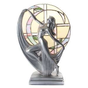  Julianna Art Deco Dancer Lady Figure Lamp Stained Glass 