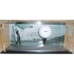  Tiger Woods Signed Range Used Golf Ball Display Piece 