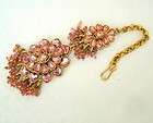 INDIAN art jewelry pink KUNDAN and bead work MANG TIKKA