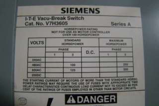 Siemens V7H3605 Vacu Break Switch  
